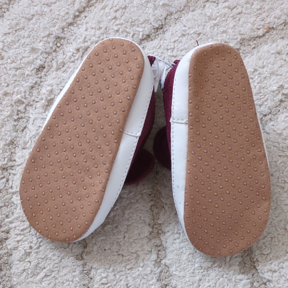 Kids Burgundy Corduroy Bow Shoes - Picture 4 of 5